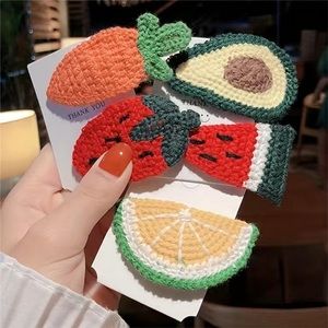 5 Piece Knit Fruit Hair Clips Bundle